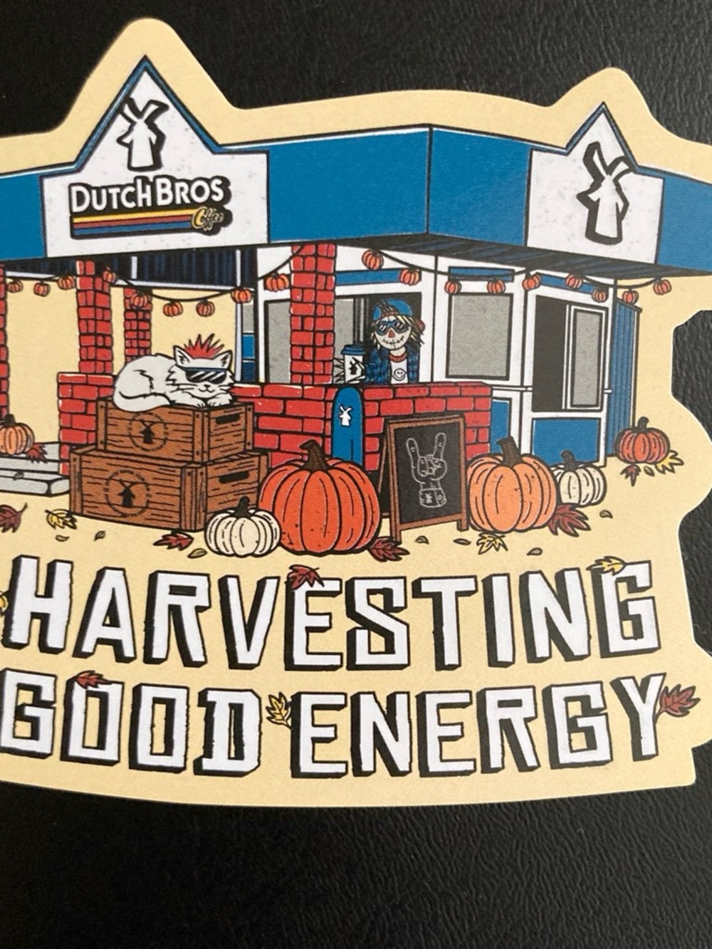Dutch Bros Sticker - Blue, Orange & Cream Harvest Scene
